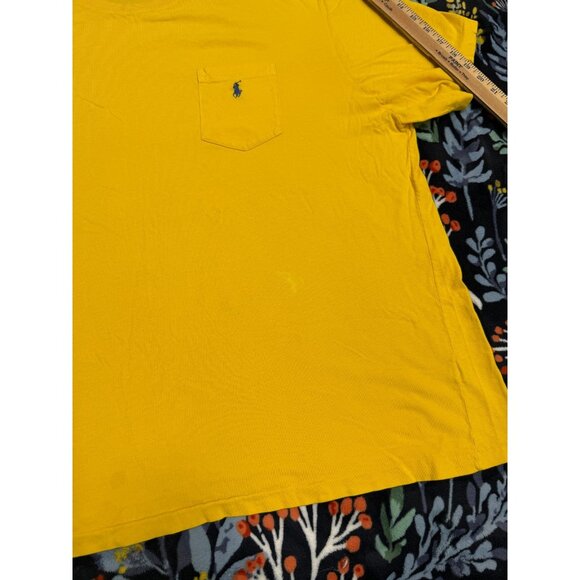 Polo Ralph Lauren T Shirt Mens Yellow 2XL Vintage 90s Front Pocket Small Pony - Picture 8 of 9